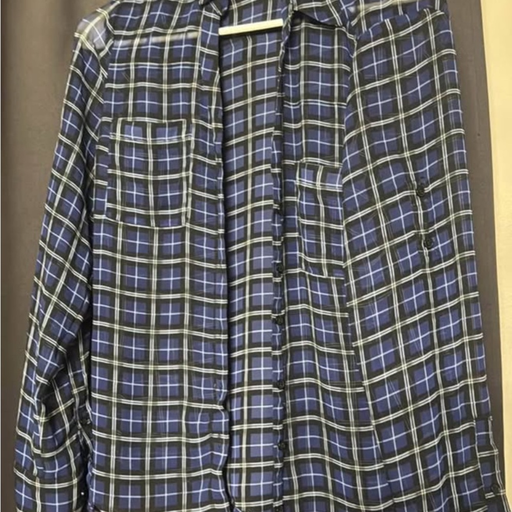 Express Blue Casual Button Down Shirt